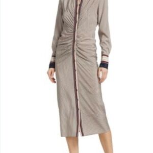 Veronica Beard Striped Long Sleeve Dress - Black and White